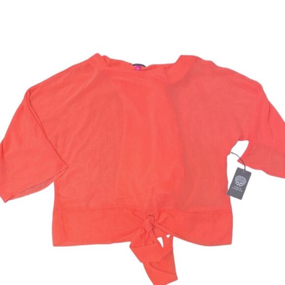 Vince Camuto Coral Blaze Sheer Blouse — XS - Picture 1 of 8